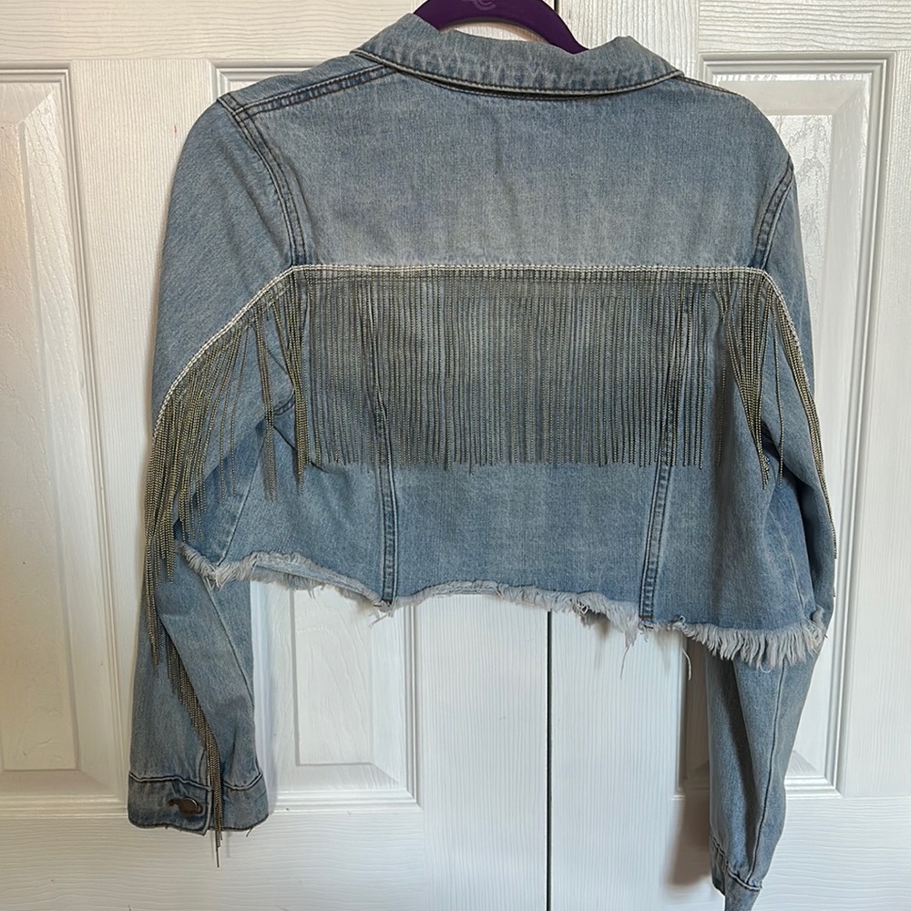 Fringe Cropped Jean Jacket